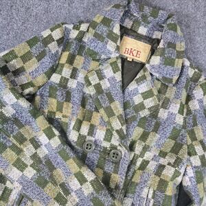 BKE Women's‎ Plaid Double Breasted Jacket Green Blue Tan M